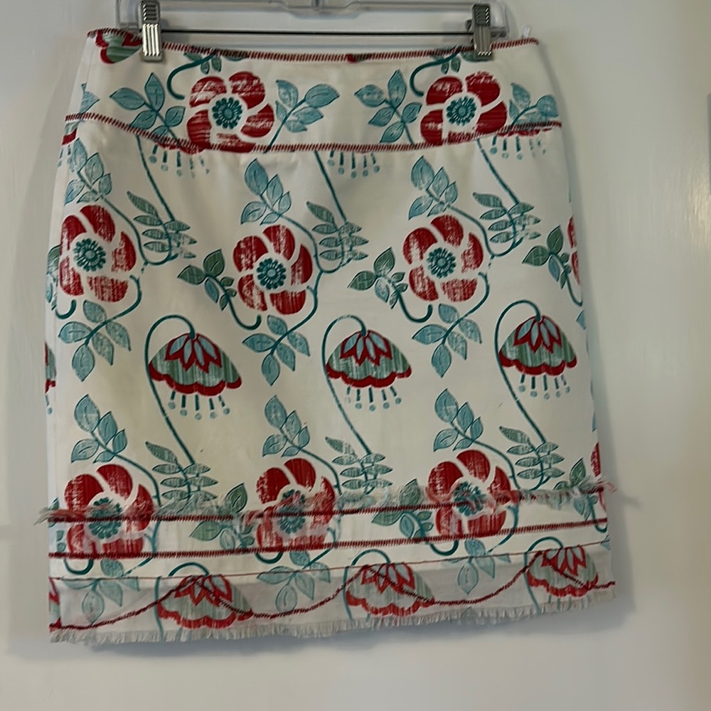 Etcetera Red and Blue Embellished Pencil Skirt